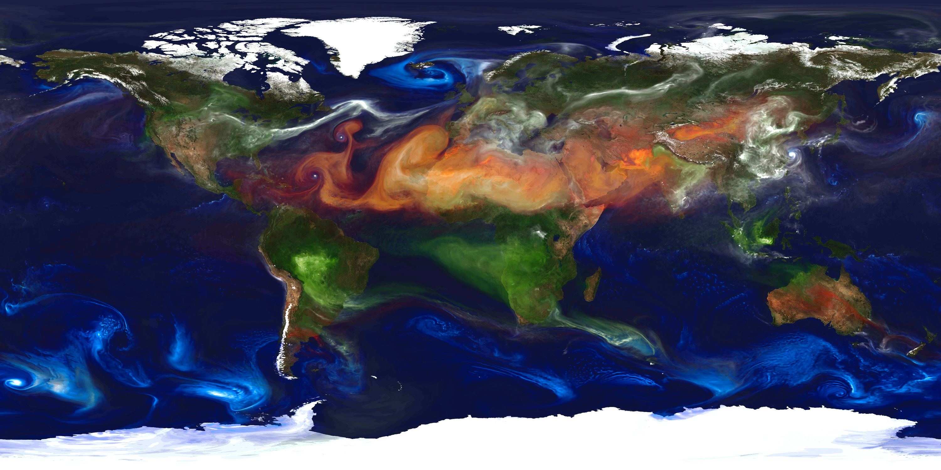 NASA-in prikaz globalnog kretanja prašine, dima, morske soli i drugih aerosola