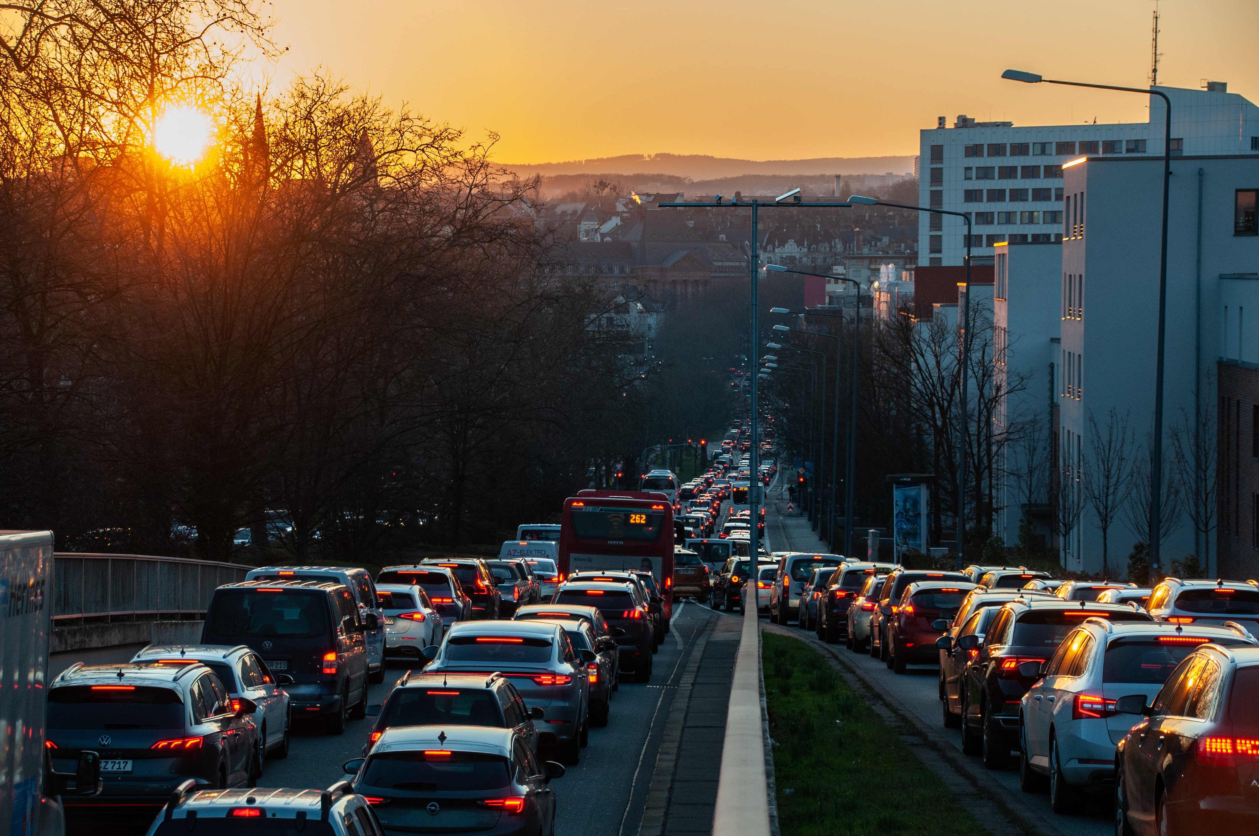 Cars stuck in a traffic